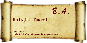 Balajti Amand névjegykártya